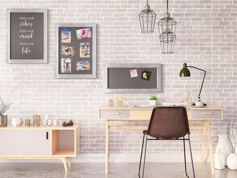 DoodleDude Extra Large Decorative Rustic Wall Chalkboard - Magnetic Board Kitchen Menu Wet Erase Marker Bulletin Made in USA (Light Gray, 18 x 36 inches) (1836LG) in Saudi Arabia