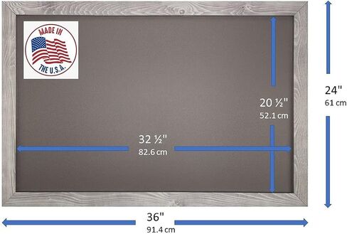 DoodleDude Extra Large Decorative Rustic Wall Chalkboard - Magnetic Board Kitchen Menu Wet Erase Marker Bulletin Made in USA (Light Gray, 18 x 36 inches) (1836LG) in Saudi Arabia