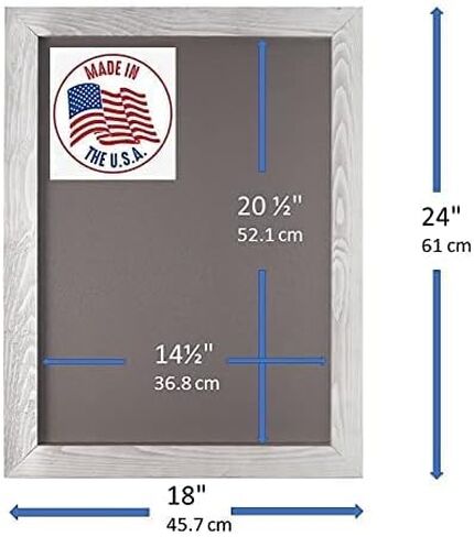 DoodleDude Extra Large Decorative Rustic Wall Chalkboard - Magnetic Board Kitchen Menu Wet Erase Marker Bulletin Made in USA (Light Gray, 18 x 36 inches) (1836LG) in Saudi Arabia