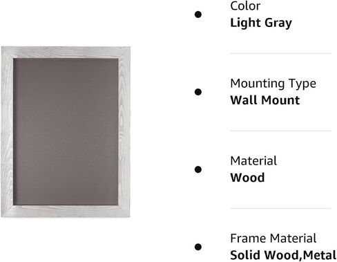 DoodleDude Extra Large Decorative Rustic Wall Chalkboard - Magnetic Board Kitchen Menu Wet Erase Marker Bulletin Made in USA (Light Gray, 18 x 36 inches) (1836LG) in Saudi Arabia