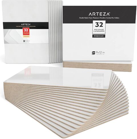 ARTEZA Mini White Boards (32 Pack), 9x12 inch Dry Erase Boards, Double-Sided Dry Erase Lapboards, Back to School Supplies for Classroom, College, Students, Teachers, and Office Applications in Saudi Arabia