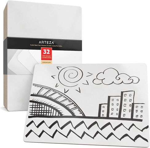 ARTEZA Mini White Boards (32 Pack), 9x12 inch Dry Erase Boards, Double-Sided Dry Erase Lapboards, Back to School Supplies for Classroom, College, Students, Teachers, and Office Applications in Saudi Arabia