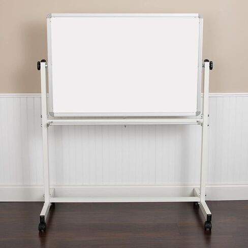 Flash Furniture HERCULES Series 45.25 بوصة عرض × 54.75 بوصة ارتفاع لوحة بيضاء متنقلة مزدوجة الجوانب مع علبة أقلام in Saudi Arabia