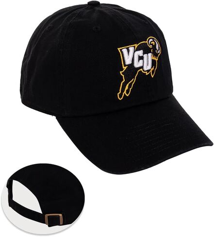 قبعة بيسبول جامعة ديزرت كاكتوس فيرجينيا كومنولث VCU Rams ذات حواف مطرزة، حزام قماش قابل للتعديل للبالغين (النمط أ) أسود in Saudi Arabia