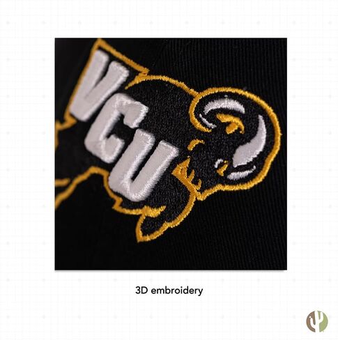 قبعة بيسبول جامعة ديزرت كاكتوس فيرجينيا كومنولث VCU Rams ذات حواف مطرزة، حزام قماش قابل للتعديل للبالغين (النمط أ) أسود in Saudi Arabia