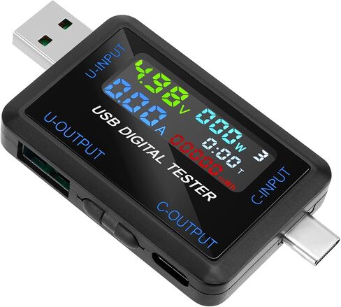 جهاز قياس الطاقة USB C، جهاز اختبار USB متعدد 4.5-36 فولت 0-5A الجهد الكهربي الحالي أمبير فولت جهاز قياس التيار الكهربائي للكشف عن مقياس التيار الكهربائي للشواحن وكابل بنك الطاقة in Saudi Arabia