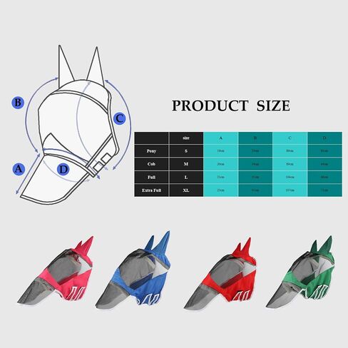 Fly Mask or Horses with Ears UV Protection Fly mask for Horses, High Elasticity, Comfortable and Breathable (Light Blue, M) in Saudi Arabia
