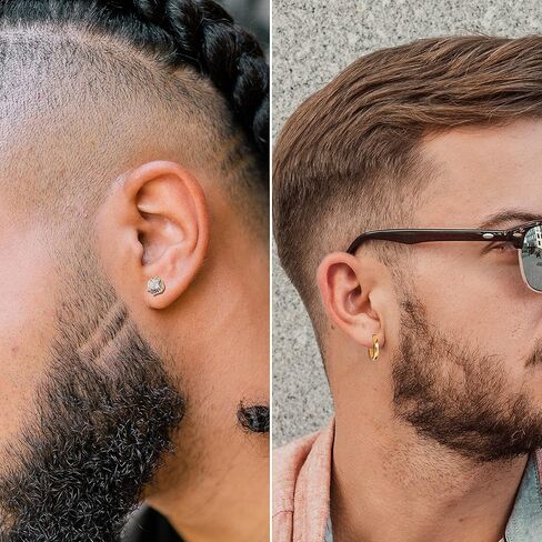 ORAZIO 14Pairs الرجال الأقراط الفضة الذهب الأسود الأقراط للنساء الرجال الفولاذ المقاوم للصدأ هوب الأقراط مكعب زركونيا الأقراط ترصيع للرجال هيبوالرجينيك أقراط مجوهرات للجنسين in Kuwait