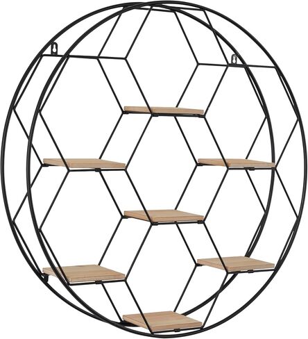 Deco 79 Metal Round 7 Shelves Wall Shelf, 28" x 5" x 28", Black in Saudi Arabia