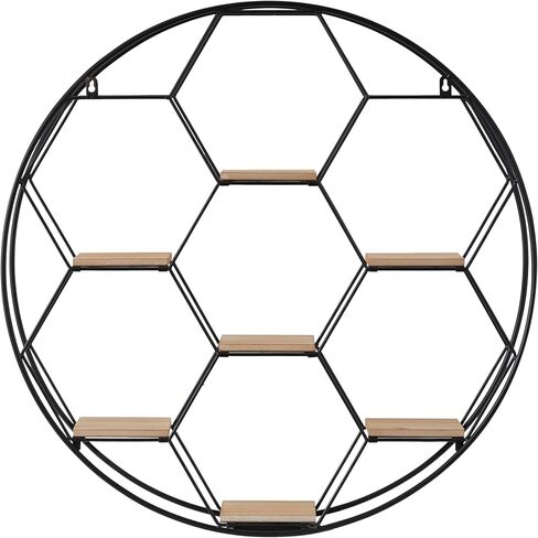 Deco 79 Metal Round 7 Shelves Wall Shelf, 28" x 5" x 28", Black in Saudi Arabia
