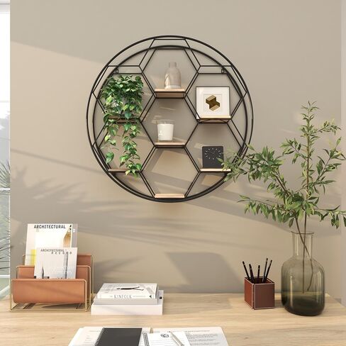 Deco 79 Metal Round 7 Shelves Wall Shelf, 28" x 5" x 28", Black in Saudi Arabia