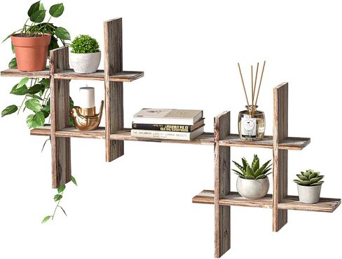 J JACKCUBE DESIGN Rustic Wall Mount Shelves Set of 2 Cube Grid Display Case Floating Organizer Rack Farmhouse Style Home Decor for Bathroom, Kitchen, Bedroom - MK511A in Saudi Arabia