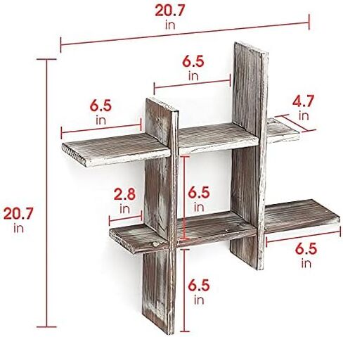 J JACKCUBE DESIGN Rustic Wall Mount Shelves Set of 2 Cube Grid Display Case Floating Organizer Rack Farmhouse Style Home Decor for Bathroom, Kitchen, Bedroom - MK511A in Saudi Arabia