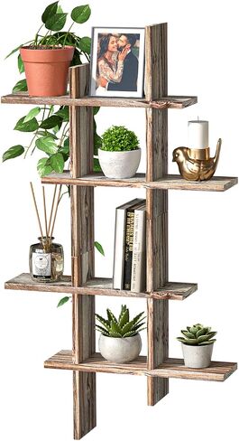 J JACKCUBE DESIGN Rustic Wall Mount Shelves Set of 2 Cube Grid Display Case Floating Organizer Rack Farmhouse Style Home Decor for Bathroom, Kitchen, Bedroom - MK511A in Saudi Arabia
