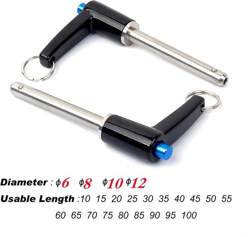 Stainless Steel Quick Pull Pins Self-Locking with L-Handle Ball Lock Pin/ Push Pin/ Quick Release pin with Lanyard Cable (2, Dia:9.5mmX60mm Length) in Saudi Arabia