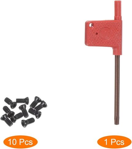 10pcs Torx Screw M4x9mm 12.9 Grade Round Flat Head with T15 Torx Wrench Screwdriver for Replaces Carbide Insert Cutters CNC Lathe Tool, Grey in Saudi Arabia