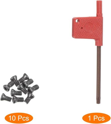 10pcs Torx Screw M4x9mm 12.9 Grade Round Flat Head with T15 Torx Wrench Screwdriver for Replaces Carbide Insert Cutters CNC Lathe Tool, Grey in Saudi Arabia