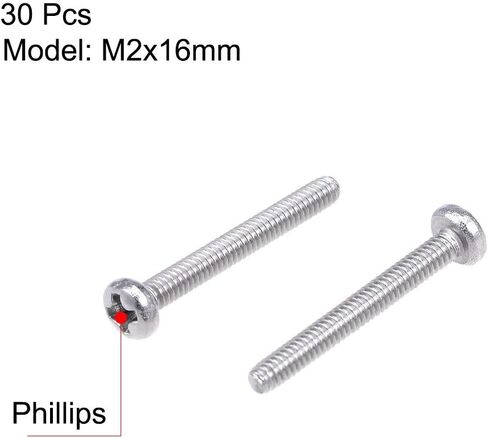 Uxcell M2x14mm مسامير آلة عموم فيليبس الصليب مسمار لولبي الرأس 304 الفولاذ المقاوم للصدأ السحابات البراغي 30 قطعة in Saudi Arabia