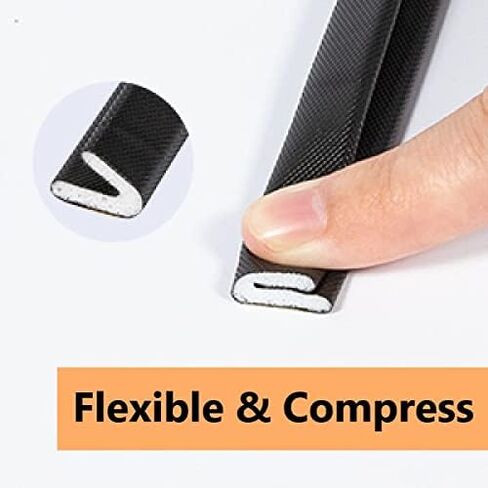 V Shape Weather Stripping 1/2x3/8 inch, Insulation Strip Block Draught Reduce Slam Noise, Adhesive Seal Strip for Door Window Frame, 19 Feet, Black, V-WS in Kuwait