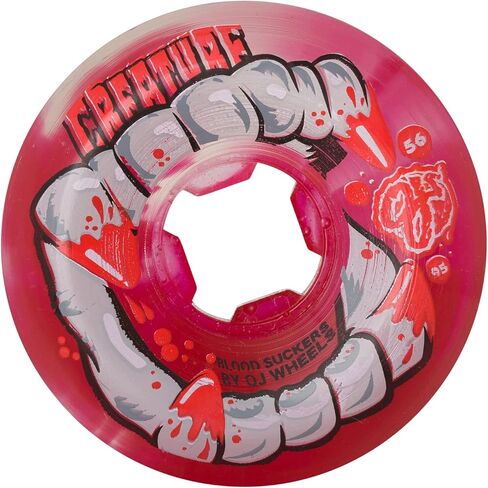 OJ Wheels Skateboard Wheels 56mm DNA Curbsucker Bloodsuckers 95A Red Clear Swirl in Kuwait