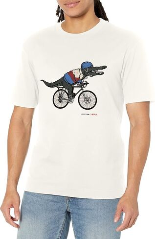 Lacoste Contemporary Collection's Men's Netflix Lupin Short Sleeve Relaxed Fit Croc Graphic Tee Shirt in Saudi Arabia