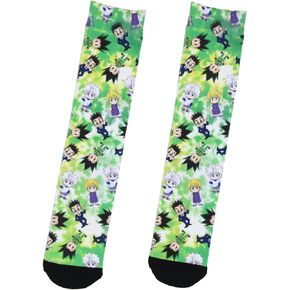 Bioworld Hunter X Hunter Anime Mens' Chibi Characters Sublimated Adult Crew Socks 1 Pair