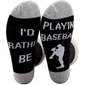 PXTIDY 2 Pairs Baseball Socks Baseball Lover Gift I’d Rather Be Playing Baseball Novelty Socks