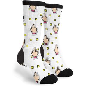 Yaateeh Middle Finger Crew Socks Mid Calf Dress Socks Casual Long Tube Socks For Men Women Boy Girl