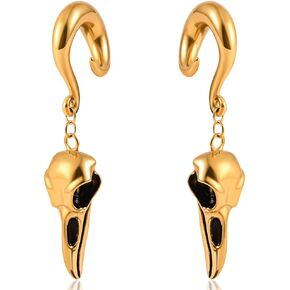 2PCS Ear Gauges, Bird Skull Hypoallergenic Ear Hangers Weights Hook 316 Stainless Steel Ears Stretched Tunnels Plugs Body Piercing Jewelry for Daily Party Gifts in Kuwait