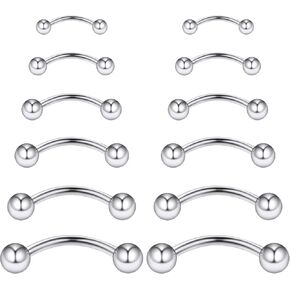 Yaalozei 16G 14G Eyebrow Rings Rook Piercing Jewelry Surgical Steel Curved Barbells Snake Eye Tongue Rings Vertical Lip Belly Rings Cartilage Helix Daith Earrings Piercing Jewelry for Women Men
