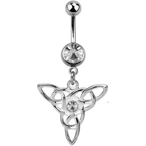 Body Accentz Belly Button Ring Celtic knot Trinity Navel Ring Dangle