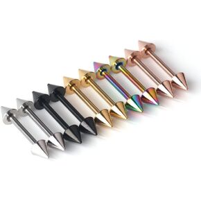 Ruifan 316L Stainless Steel Spike Nipple Shield Barbell Ring Bar Body Piercing Retainer 14G 9/16Inch 2-10PCS