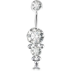 TGNEL G23 Titanium Belly 10mm/12mm Button Rings Petite Navel Cubic Zirconia Ring for Women Body Piercing Jewelry 14G ASTM F136 Belly Rings White/Pink CZ Belly Bars