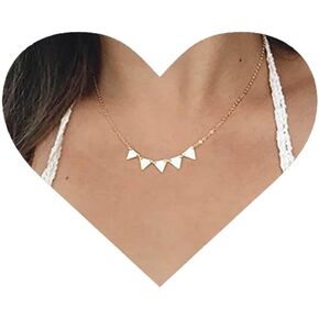 Allereyae Vintage Triangle Dangle Necklace Triangle Pendant Necklace Tiny Triangle Choker Necklace Gold Minimal Choker Necklace Jewelry for Women and Girls