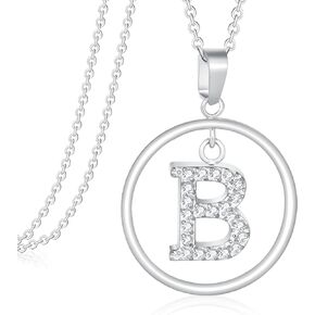 GLOVSTIA Dainty Initial Necklaces for Women, Trendy Letter Necklace with Zirconia, Round A-Z Pendant Choker Necklace, Monogram Name Necklace for Women Gift