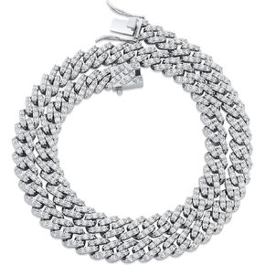 TOPGRILLZ 8mm Iced out 3D 4 Prong Setting Diamond Cuban Link Chain Choker Necklace for Men Women Fashion Birthday Jewelry Gifts