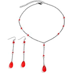 Zian Gothic Blood Drop Choker Vintage Fringe Necklace Punk Y Necklace Halloween Necklace Christmas Necklace For Women