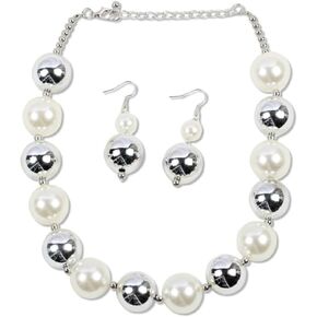 Metal Big Bead Ball Pendant Women Necklace Copper Metal Chunky Statement Round Choker Jewellery
