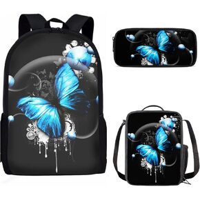 3 مجموعة حقيبة كتف للأولاد والبنات، حقيبة ظهر مدرسية مطبوعة على شكل بقرة عباد الشمس مع سحاب، حقيبة ظهر للطلاب مع حقيبة قلم رصاص ثابتة وحقيبة غداء وحقيبة حمل in Kuwait