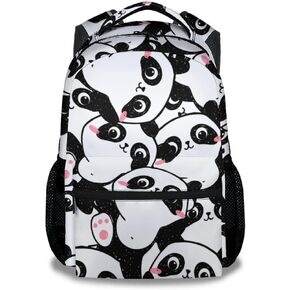Kids Panda Backpack for School - 16 Inches Cute Backpacks for Girls - White Lightweight Bookbag for Elementary