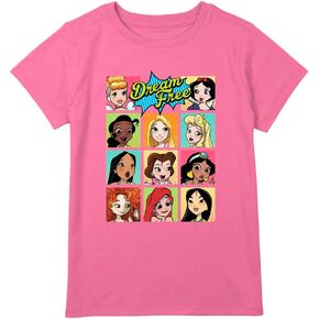 Disney Plus Size Princesses Dream Free Comic Portraits Girls Short Sleeve Tee Shirt, Light Pink in Saudi Arabia