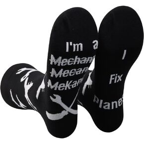 PXTIDY 2 Pairs Airplane Mechanic Socks Aircraft Engineer Gifts I'm A Mechanic I Fix Planes Socks Aviation Gifts