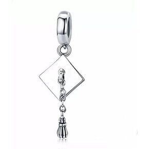 Bachelor's Hat Charm 925 Sterling Silver Graduation Cap Charm Beads Fit on Pandora Charms Bracelet & Necklace