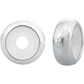 2 PCS Clip Stopper Charms with Silicone Ring 925 Sterling Silver Spacer Charm for Pandora Bracelet