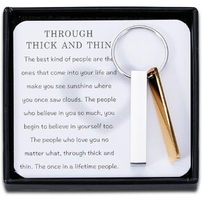 Galentines Day Gifts for Best Friend Friendship Keychain Women Men Best Friends Valentines Day Gift Basket for Besties Bff Female Friends 16 18 Birthday Present Thick and Thin Keychain Christmas Gifts