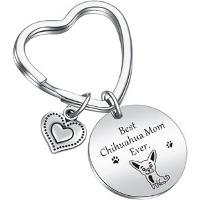 JIUSHUN Best Chihuahua Mom Ever Gift Chihuahua Mom Gift Dog Mom Keychain Veterinarian Gift Veterinarian Keychain Chihuahua Mom Keychain Vet Tech Gift Chihuahua Owner Keychain Chihuahua Keychain