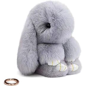 Keyring Plush Pendant Fluffy Rabbit Keychain Plush Charm Keychain Pendant with Key Ring for Keys Backpacks Handbags Cars DIY Decoration