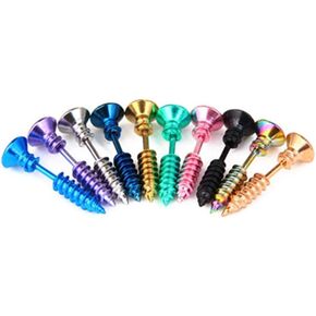 Mens Women Unisex Piercing Stud Earrings Set Stainless Steel Punk Screws Cartilage Studs Ear Plug Tunnel Earrings, 4-10 Pairs