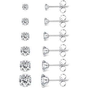 6 أزواج من أقراط التيتانيوم للنساء والرجال مكعبة الزركونيوم لا تسبب الحساسية مجموعة من الأقراط للأذنين الحساسة 3-8 مم in Kuwait