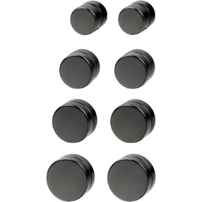 Flongo Men's Women Punk 8PCS 6-12mm Stainless Steel Black Magnetic Non-piercing Clip Fake Cheater Stud Earrings